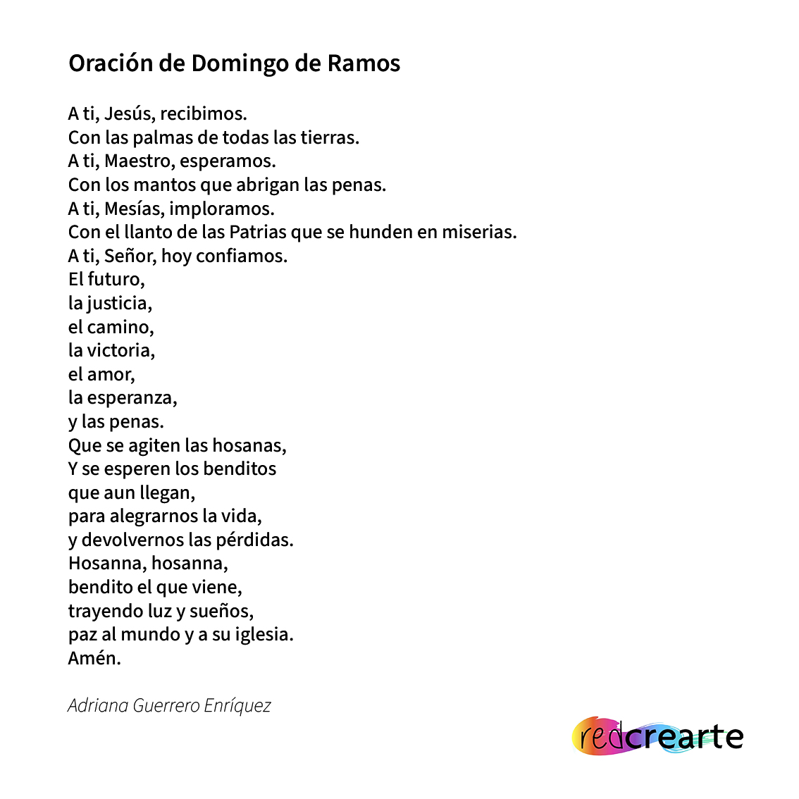 Domingo de Ramos. Durante esta semana estaremos compartiendo textos, reflexiones, oraciones y más del cuadernillo de Semana Santa de la <a href="/redcrearte/">Red Crearte</a> de Cuba. ¡Pueden encontrar el cuaderno completo en sus redes!

#AIPRAL #familiareformada #semanasanta #domingoderamos