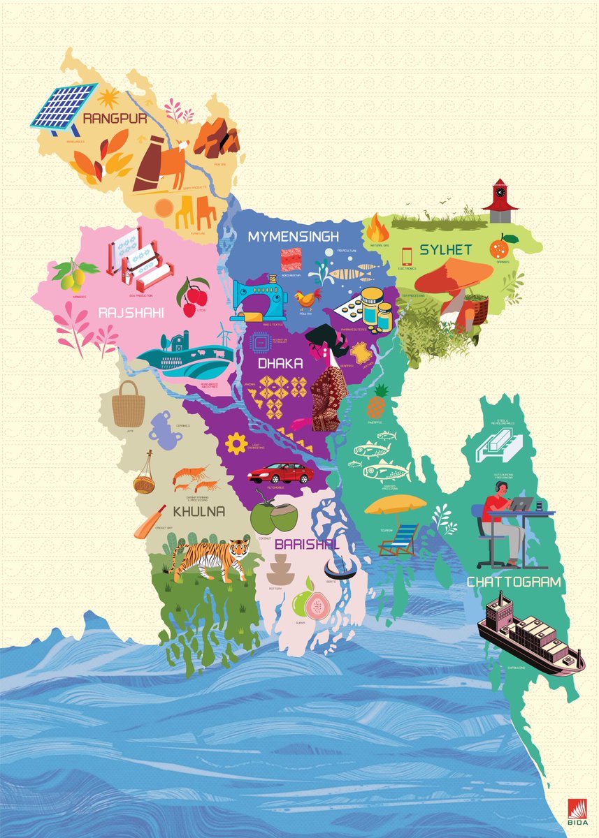Thematic Map of Bangladesh in terms of industry 🇧🇩