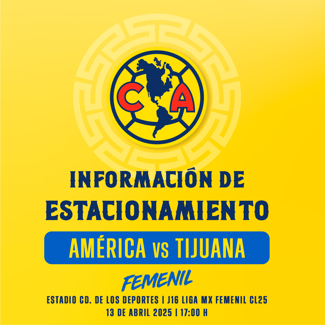 AmericaFemenil's tweet photo. Si vienes en automóvil, considera esta información de estacionamiento para tu llegada al Ciudad de los Deportes, ¡te estaremos esperando! 🏟️💛

Consulta aquí la información. 🚗👇 https://t.co/35HJmoLqGe