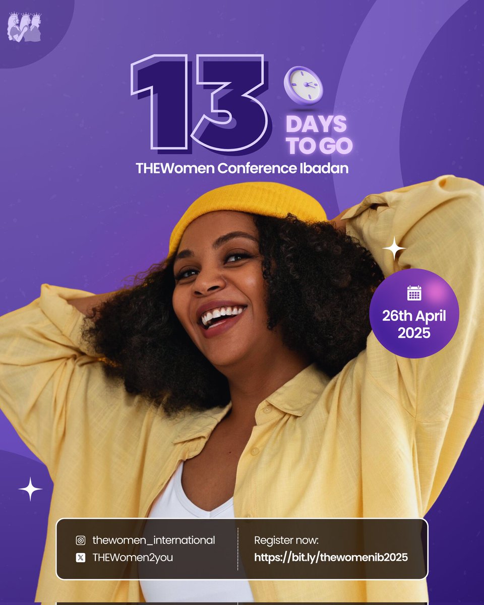 THEWomen2you's tweet photo. 13 days to go! As we count down, remember: preparation is also spiritual. Commit your plans to God, and watch Him exceed your expectations. Let’s walk into purpose with prayer, power, and poise. #THEWomen #Day13Countdown #FaithAndAction https://t.co/8h91IzDCUt