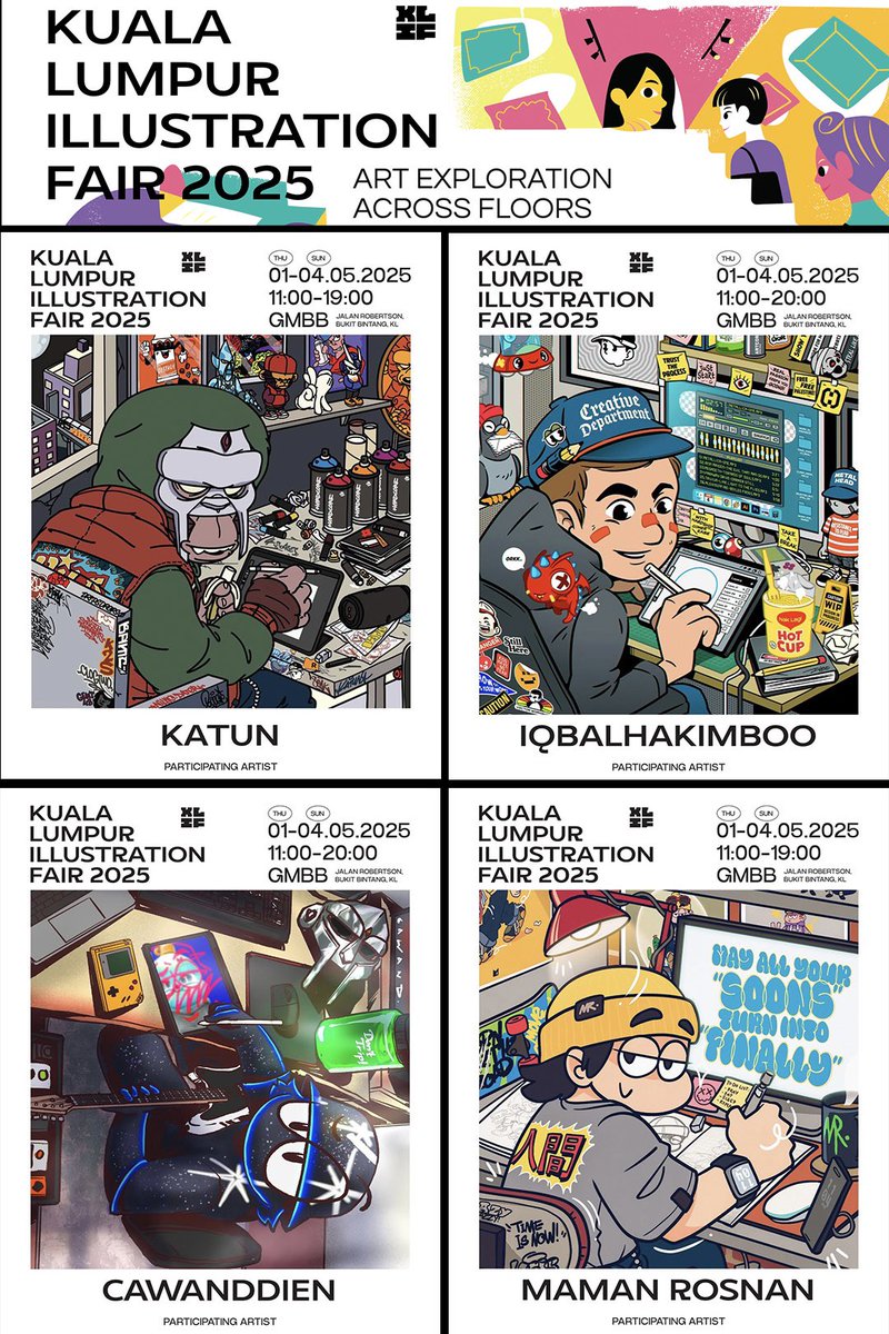It’s my first time joining KLIF @klillustrationfair this year alongside with my friends. 
Really looking forward to sharing our work and meeting new faces, Let’s connect!