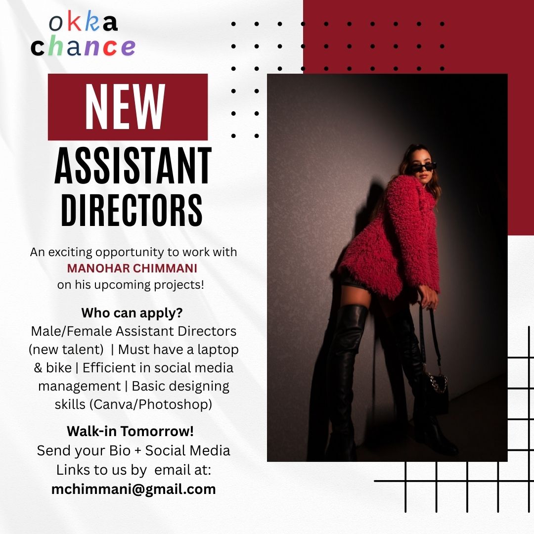 MChimmani's tweet image. Apply now for the walk-in interview!

#AssistantDirectors #ADs #NewTalent