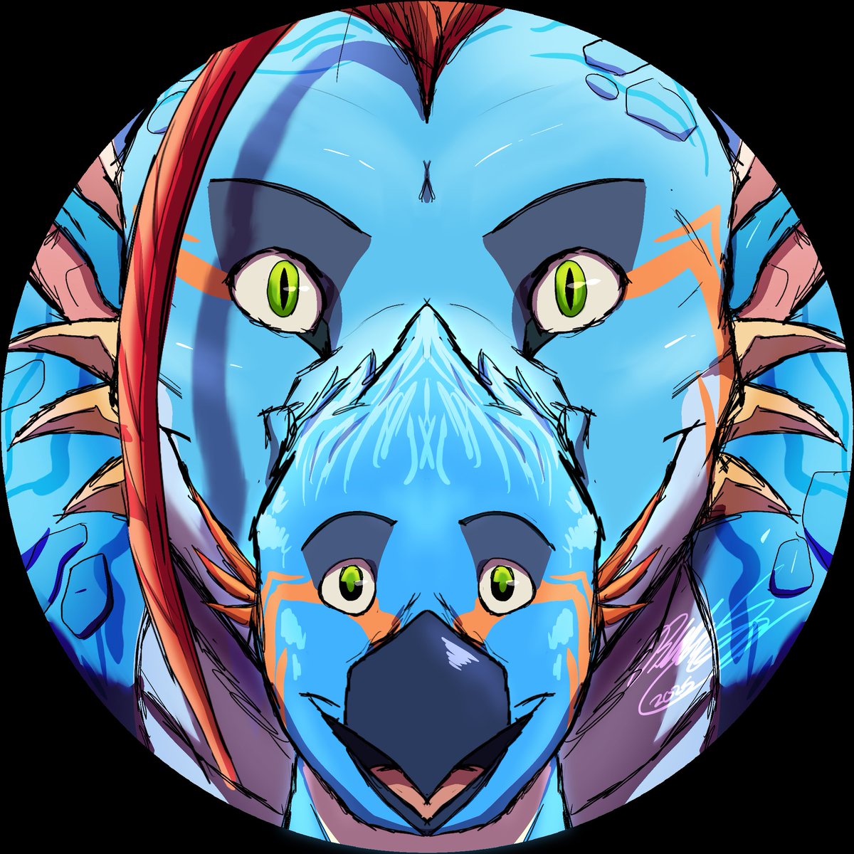 Creekdraws's tweet photo. Wanted to make a new profile pic for my various socials, but couldn’t decide if I wanted bird Tam or dragon Tam……..so I picked both! https://t.co/FL1GChMEl9