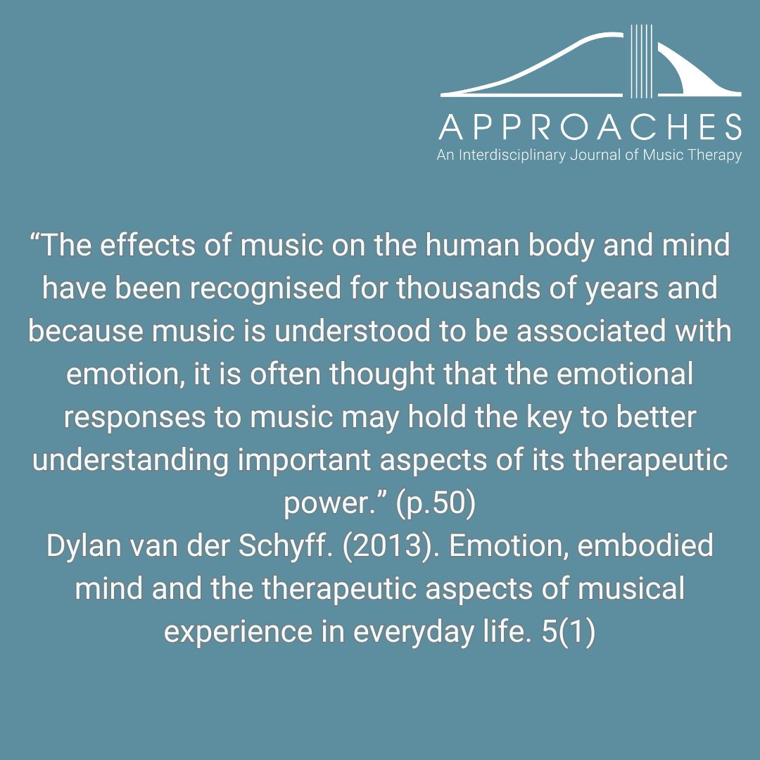 World Music Therapy Week 2025 - Exploring the emotional intelligence of music and its role in supporting mental and physical health

👇journals.qmu.ac.uk/approaches/art…

#ApproachesJournal #WorldMusicTherapyWeek #MusicTherapy #MusicAndEmotion
