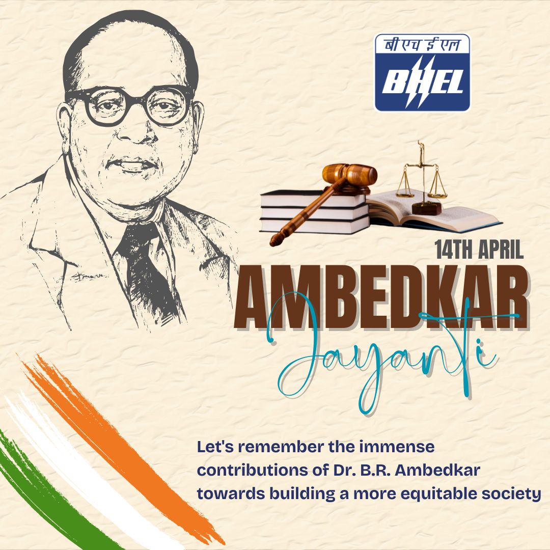 Bharat Heavy Electricals Limited (@bhel_india) on Twitter photo On the occasion of #AmbedkarJayanti, #BHEL salutes the architect of Indian Constitution, Dr. B.R. Ambedkar, whose vision of equality and social justice continues to inspire us.
<a href="/MHI_GoI/">Ministry of Heavy Industries</a> <a href="/vijaymittal4/">vijay mittal</a> <a href="/hipepib/">PIBHeavyIndustry</a> On the occasion of #AmbedkarJayanti, #BHEL salutes the architect of Indian Constitution, Dr. B.R. Ambedkar, whose vision of equality and social justice continues to inspire us.
<a href="/MHI_GoI/">Ministry of Heavy Industries</a> <a href="/vijaymittal4/">vijay mittal</a> <a href="/hipepib/">PIBHeavyIndustry</a>