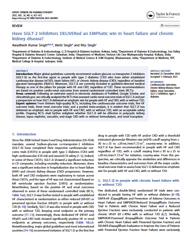Have SGLT-2 inhibitors DELIVERed an EMPhatic win in heart failure and chronic kidney disease?
tandfonline.com/doi/full/10.10…