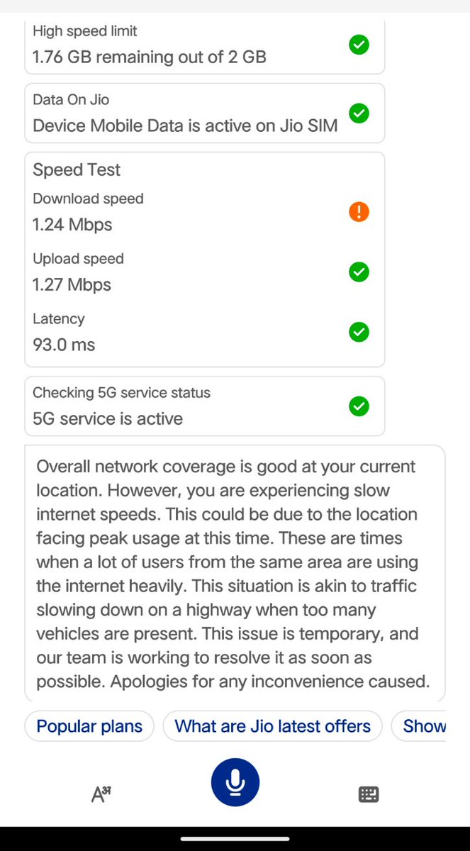 Ganesh_Patill's tweet photo. @JioCare @reliancejio getting worst internet speed in my area pincode 422010. Facing this since months still no resolution.
I guess its time to switch to @airtelindia https://t.co/QeqXHAkQlm