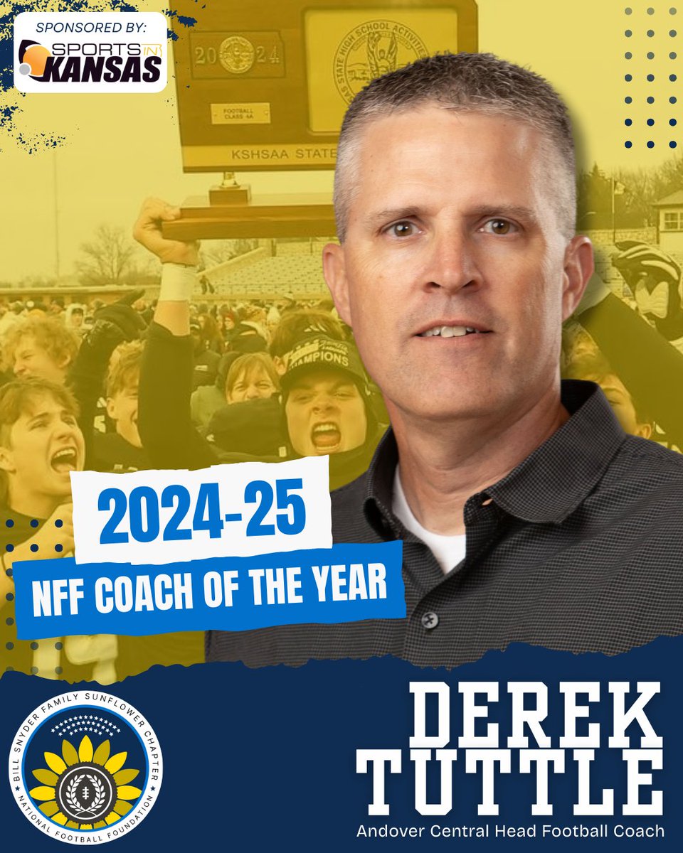 CoachBillSnyderFamily/SunflowerChapterNFF (@sunflowernff) on Twitter photo Congrats to <a href="/Coach_DTuttle/">Derek Tuttle</a>, head football coach at <a href="/ACHSJaguars/">ACHS Jaguars</a> on his selection as the Don Fambrough co-coach of the year for the 2024-25 school year by the <a href="/SunflowerNFF/">CoachBillSnyderFamily/SunflowerChapterNFF</a>. He will be honored at a banquet May 7 in Manhattan. Thank you <a href="/sportsinkansas/">Sports in Kansas</a> for sponsoring this award. Congrats to <a href="/Coach_DTuttle/">Derek Tuttle</a>, head football coach at <a href="/ACHSJaguars/">ACHS Jaguars</a> on his selection as the Don Fambrough co-coach of the year for the 2024-25 school year by the <a href="/SunflowerNFF/">CoachBillSnyderFamily/SunflowerChapterNFF</a>. He will be honored at a banquet May 7 in Manhattan. Thank you <a href="/sportsinkansas/">Sports in Kansas</a> for sponsoring this award.