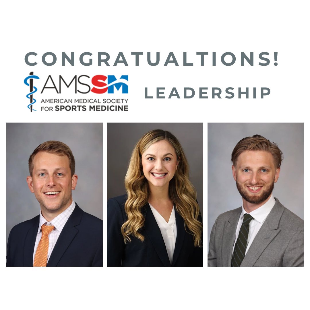 Our residents are leaders in the sports community! 

⭐️ Ben Kopecky, DO is the Sports Ultrasound Committee Liaisons
⭐️ Jessica Buttinger, MD is the PM&amp;R Representative 
⭐️ Patrick Davis, MD is the Education Subcommittee Fellow Associate Chair

We’re proud of all your hard work!