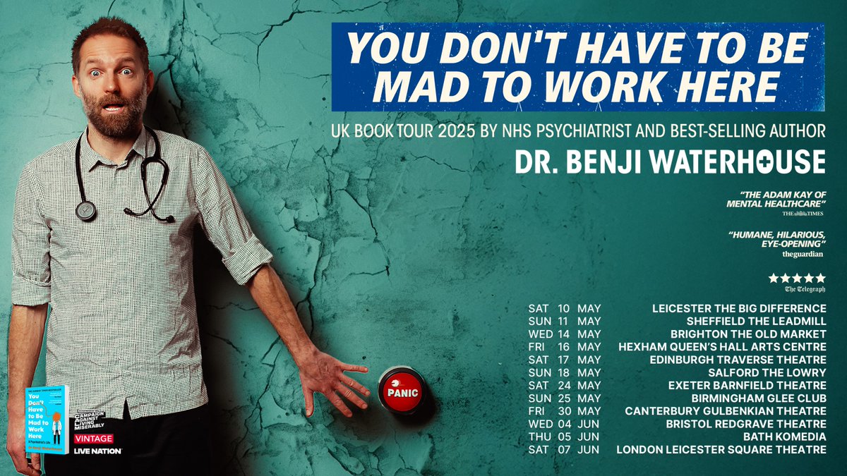 Live Nation UK (@livenationuk) on Twitter photo NHS psychiatrist, award-winning comedian & Sunday Times best-selling author <a href="/doctor_benji/">Benji Waterhouse</a> is heading out on his first book tour next month 📚
Get tickets 👉 livenation.uk/G50r50VyZep NHS psychiatrist, award-winning comedian & Sunday Times best-selling author <a href="/doctor_benji/">Benji Waterhouse</a> is heading out on his first book tour next month 📚
Get tickets 👉 livenation.uk/G50r50VyZep