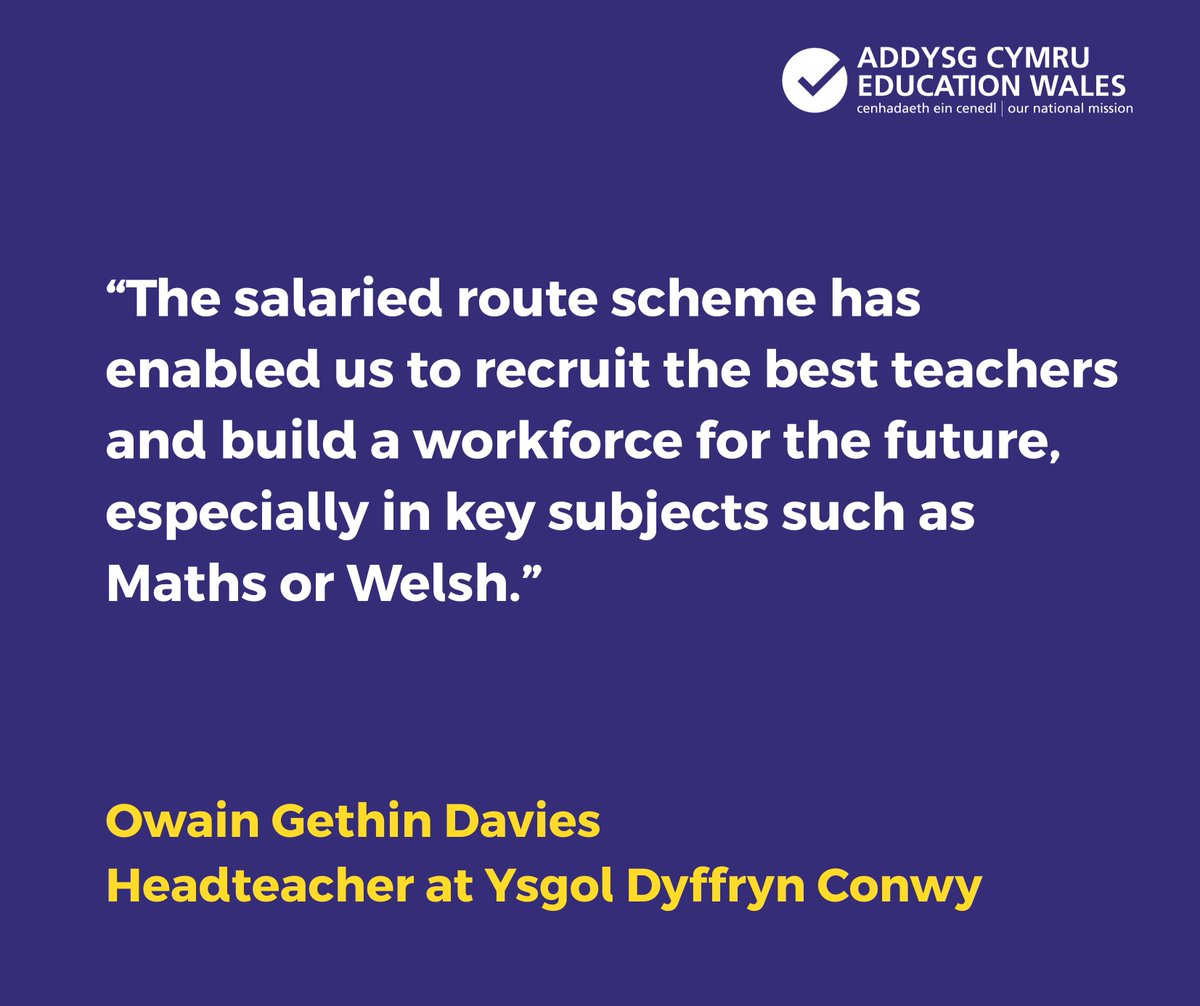 Changes to Salaried PGCE grant funding for 2025/26 mean primary schools can now access salary grants, with 100% funding for Welsh-medium teaching across more settings.

Grow your own teachers while they earn and learn! Details in our new blog: 

educationwales.blog.gov.wales/2025/04/11/how…