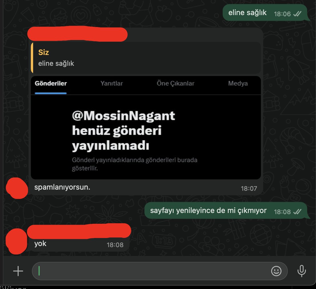 M0ssinNagant's tweet photo. Hesabıma spam saldırısı yapılıyor.
Bazı hesaplarda yazdıklarım gözükmüyor, timeline da çıkması engelleniyor. Tweetlerime yorum, beğeni ve rt yaparsanız sevinirim. https://t.co/u4zCSaFW98