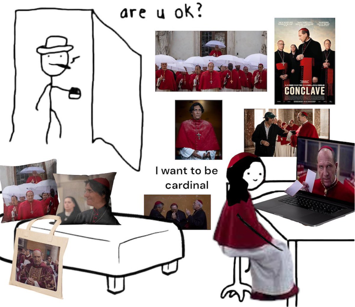 Après avoir vu Conclave 4 fois au cinéma et avoir bouffé le livre, je pense qu’il est temps de passer à autre chose…

C’est pourquoi je repars pour un 5eme visionnage ce soir pour faire découvrir à la madre