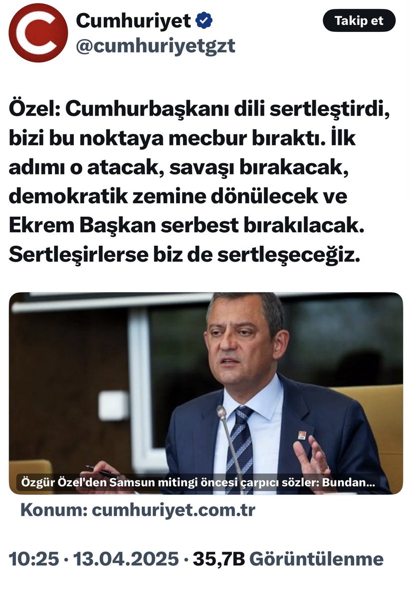 Olumsuz olaylar yaşanırsa tek sorumlusu Özgür Özel’dir.