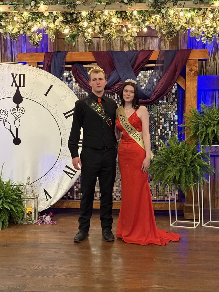 South Holt Prom 2025. Saturday, April 12th. Prom King Zachary Schuman and Prom Queen Haylee Counts.