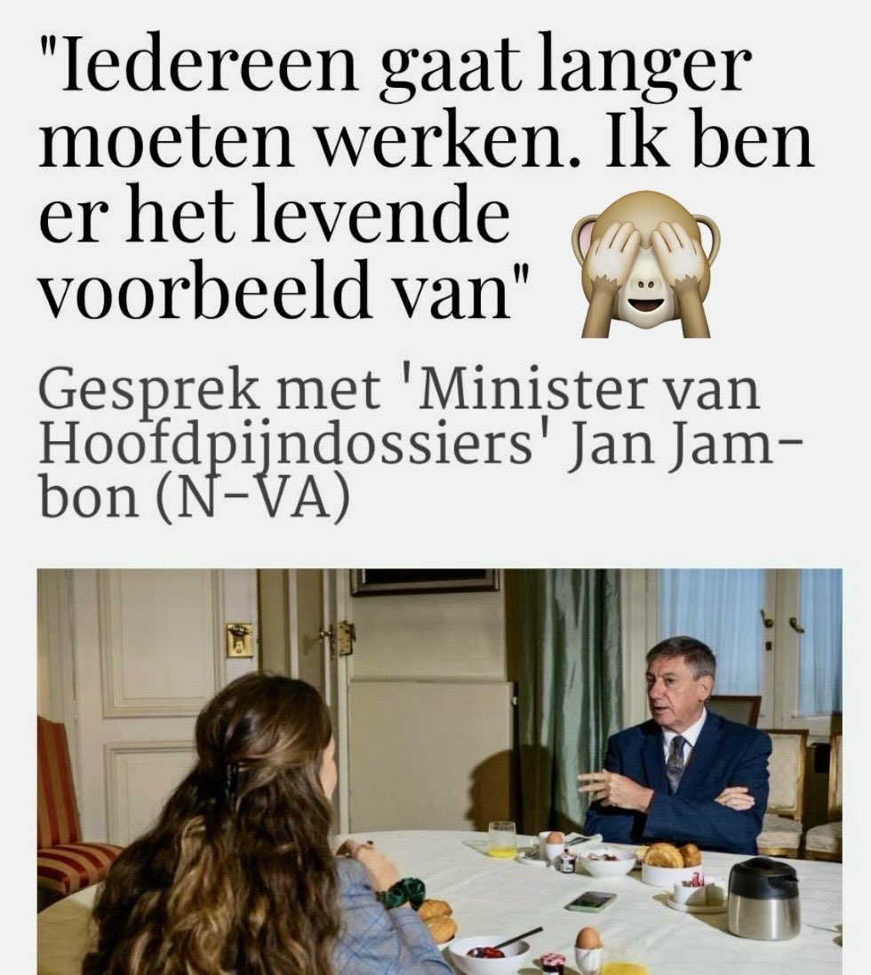 Zo pijnlijk, die ministers die zichzelf als maatstaf nemen 🙈

Wat ken jij nu van kapotte gewrichten, versleten ledematen, verstoorde slaapritmes door wisselende posten, beste <a href="/JanJambon/">Jan Jambon</a>? 

Een beetje respect voor zij die onze fabrieken, grootwarenhuizen, zorgsector, bouw,