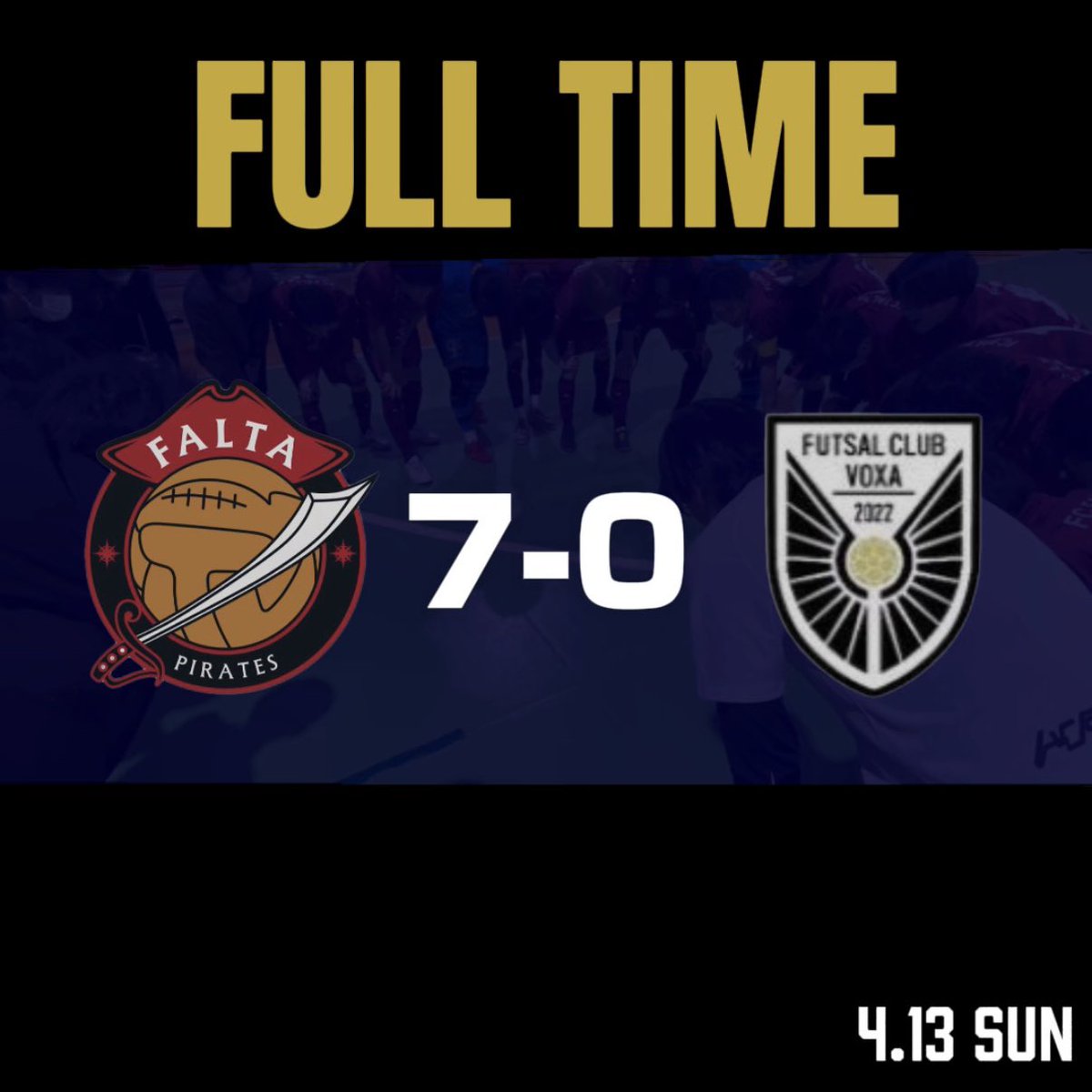 fcfalta_pirates's tweet photo. 🏴‍☠️FULL TIME 🏴‍☠️

🏆2025TFプレシーズンリーグ 第5節

*
FC FALTA PIRATES 7-0 VOXA
*

⚽️得点者(アシスト)
井浦
佐野
佐野(古関)
佐野
古関(佐野)
片山
森山

#FCFALTAPIRATES #fcfp #futsal https://t.co/RHNjAma80f