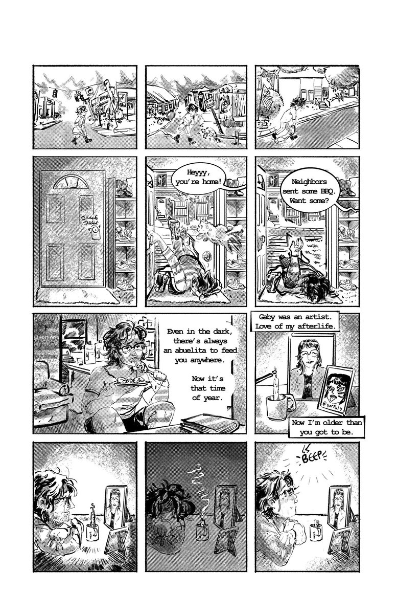 pixelateforwork's tweet photo. Pages (4/8) for a post hurricane Helene comic. Got into a relief anthology for all of us in River Arts District affected. Had to shut down my lil Asheville studio, but hey, just sick and tired of losing everything over and over. (1/2) https://t.co/x1gFZnqif1