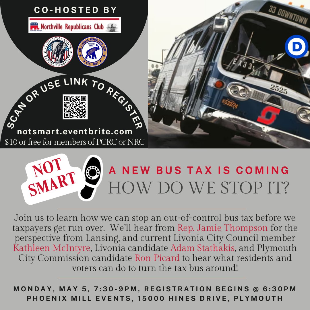 NorthvilleGOP's tweet photo. JOIN US to stop a new runaway tax. You used to have a right to opt out of SMART. Dems like @MattforMichigan and @JasonMorganMI took that right away. Let's find out how bad it is (very), and how we can stop it. https://t.co/lsz5MuIBGS https://t.co/pI7NG4tbhT