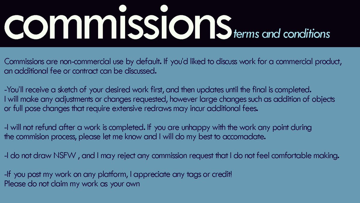 buriedgalleon's tweet photo. Hey guys! Reposting my commission sheet pricing with my new carrd link:

https://t.co/gb5YWS0bZN https://t.co/ZCWpaWJDpK