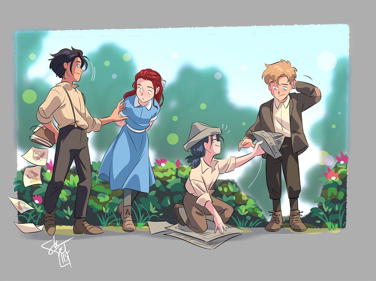comickergirl's tweet photo. Been wanting to draw the kid versions of the #PurpleHyacinth cast for a while so heeeere we go. :D 1/2 https://t.co/OZLsTuWszb