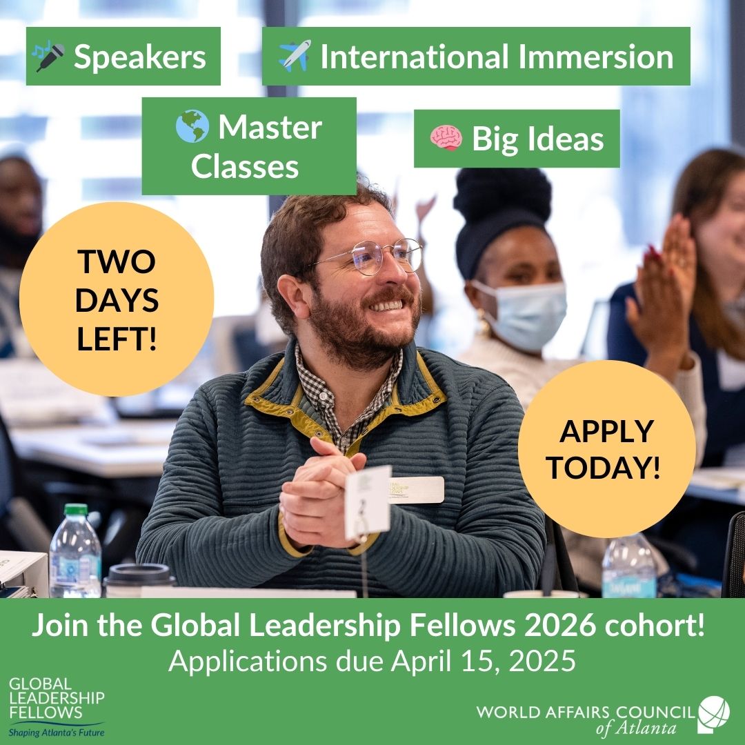 2 Days Left

🔔 Only 2 days left to secure your spot in the 2026 Global Leadership Fellows program! Ready to take your career and leadership to the next level?

This is your chance to make a difference. Apply today! 🌏
wacatlanta.org/glf