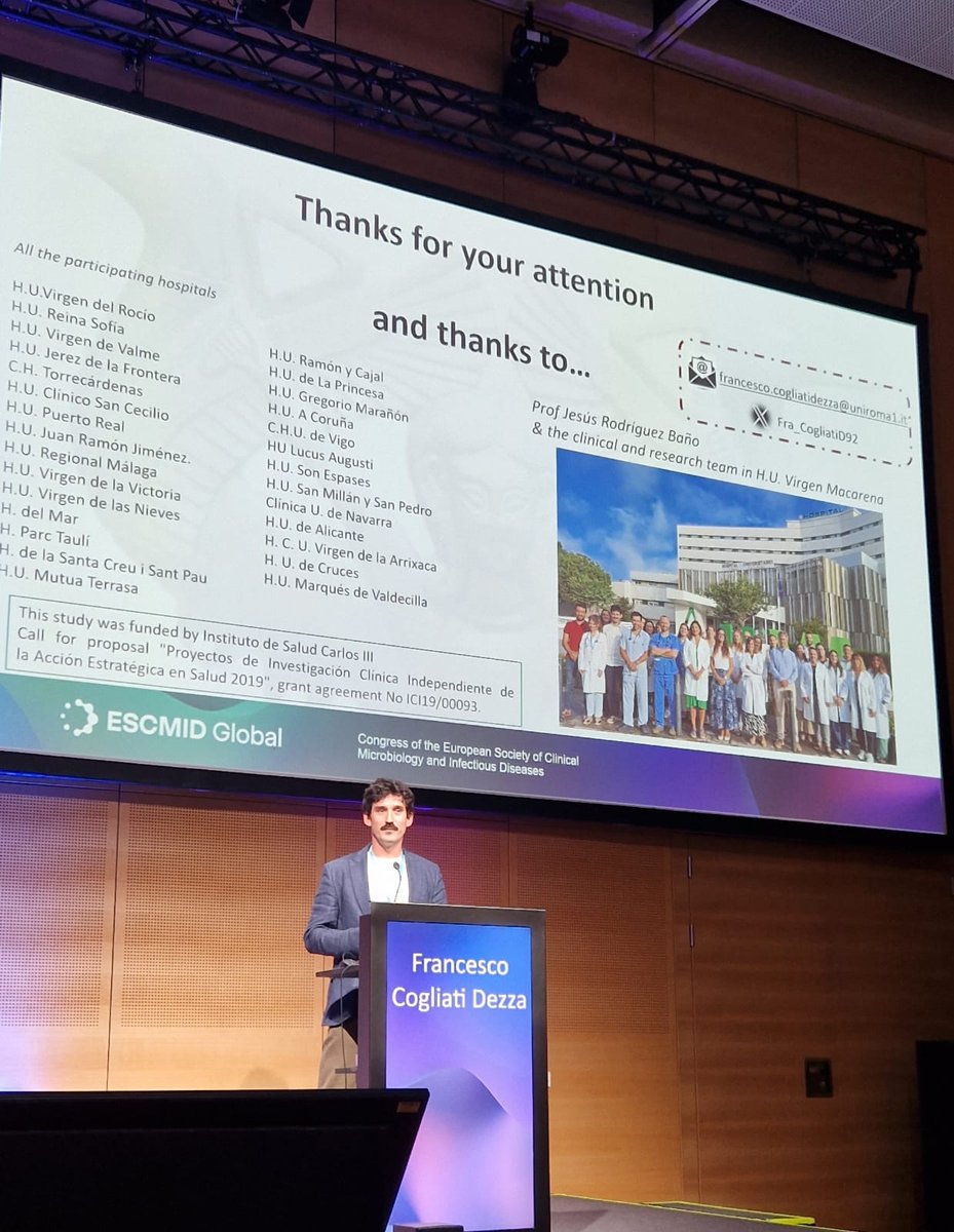 Francesco Cogliati Dezza (@fra_cogliatid92) on Twitter photo <a href="/ESCMID/">ESCMID</a> day 2!
💥Temocillin not inferior to meropenem
📢New alternative for ESBL+ is coming?
🦠Presented data on RCT ASTARTÉ at #ESCMIDGlobal working on final analysis
<a href="/jesusrbano/">Jesus Rodriguez Baño</a> <a href="/syctong/">Steven Tong</a> <a href="/HUVMacarena/">Hospital Virgen Macarena</a> <a href="/SaludISCIII/">Instituto de Salud Carlos III (ISCIII)</a> <a href="/ESCMID/">ESCMID</a> day 2!
💥Temocillin not inferior to meropenem
📢New alternative for ESBL+ is coming?
🦠Presented data on RCT ASTARTÉ at #ESCMIDGlobal working on final analysis
<a href="/jesusrbano/">Jesus Rodriguez Baño</a> <a href="/syctong/">Steven Tong</a> <a href="/HUVMacarena/">Hospital Virgen Macarena</a> <a href="/SaludISCIII/">Instituto de Salud Carlos III (ISCIII)</a>