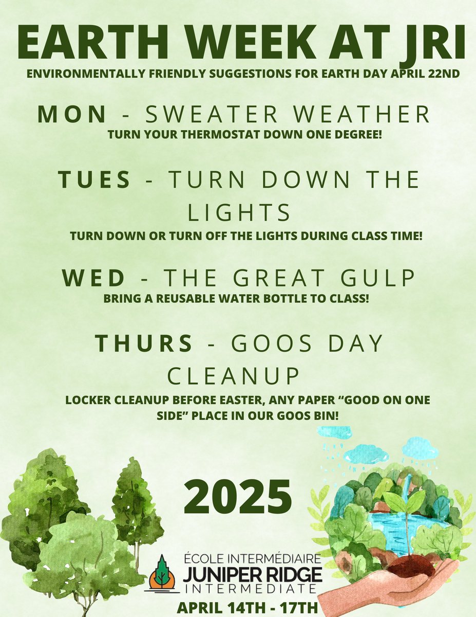 🌏 Earth Week 🌎<a href="/JuniperRidgeNL/">Juniper Ridge Int</a>