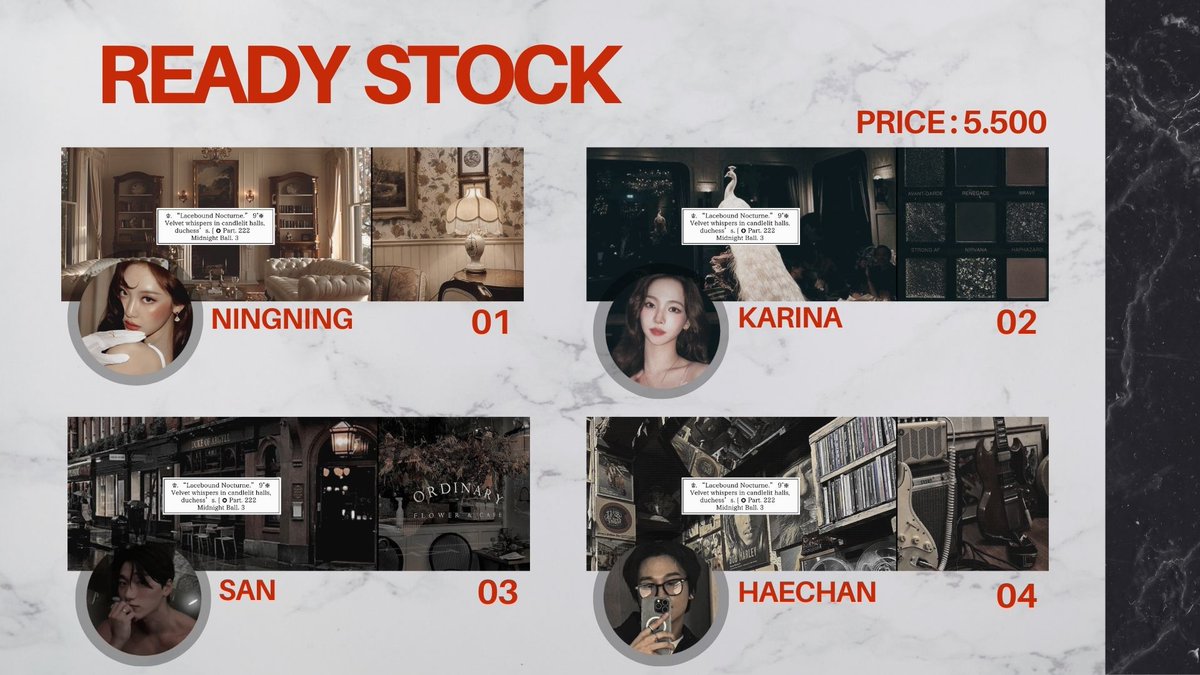 Help rt please? Thank you 🤍

Hai aku ada layout ready stock Scenery classy ningning,Karina,San dan haechan terbaru. Bisa langsung di jemput yaa🪞
#zonauang