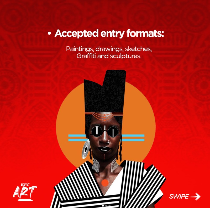 KFC_Ghana's tweet photo. CALLING ALL CREATIVES!
The KFC Art Competition is officially open! 
Submit your work and stand a chance to have your artwork displayed in all KFC Stores nationwide!
Send your submissions to kfcart@mascofoods.com from 11th April – 7th May 2025 to get shortlisted!
Ts &amp; Cs Apply. https://t.co/6GOA90IGTu