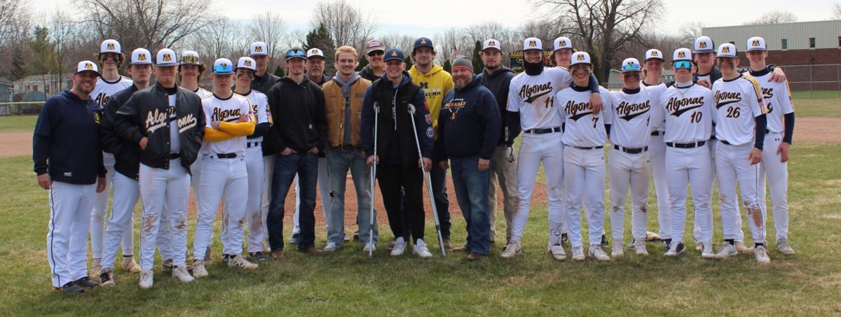 Algonac Baseball (@algonacbaseball) on Twitter photo Nice day at the park Sat. as the Muskrats came away with a split on Alumni Day. The team beat Rogers City before losing to Port Huron Northern in 10 innings.
Gm1 (RC)
<a href="/MatthewGoldenII/">Matthew Golden II</a> 2H, BB, R, 3SB
<a href="/brycesimpson_11/">Bryce Simpson</a> 3B, BB, 2R, RBI
<a href="/collingrove09/">Collin Grove</a> 2.1 IP, 0H, 2K (W) in relief. Nice day at the park Sat. as the Muskrats came away with a split on Alumni Day. The team beat Rogers City before losing to Port Huron Northern in 10 innings.
Gm1 (RC)
<a href="/MatthewGoldenII/">Matthew Golden II</a> 2H, BB, R, 3SB
<a href="/brycesimpson_11/">Bryce Simpson</a> 3B, BB, 2R, RBI
<a href="/collingrove09/">Collin Grove</a> 2.1 IP, 0H, 2K (W) in relief.