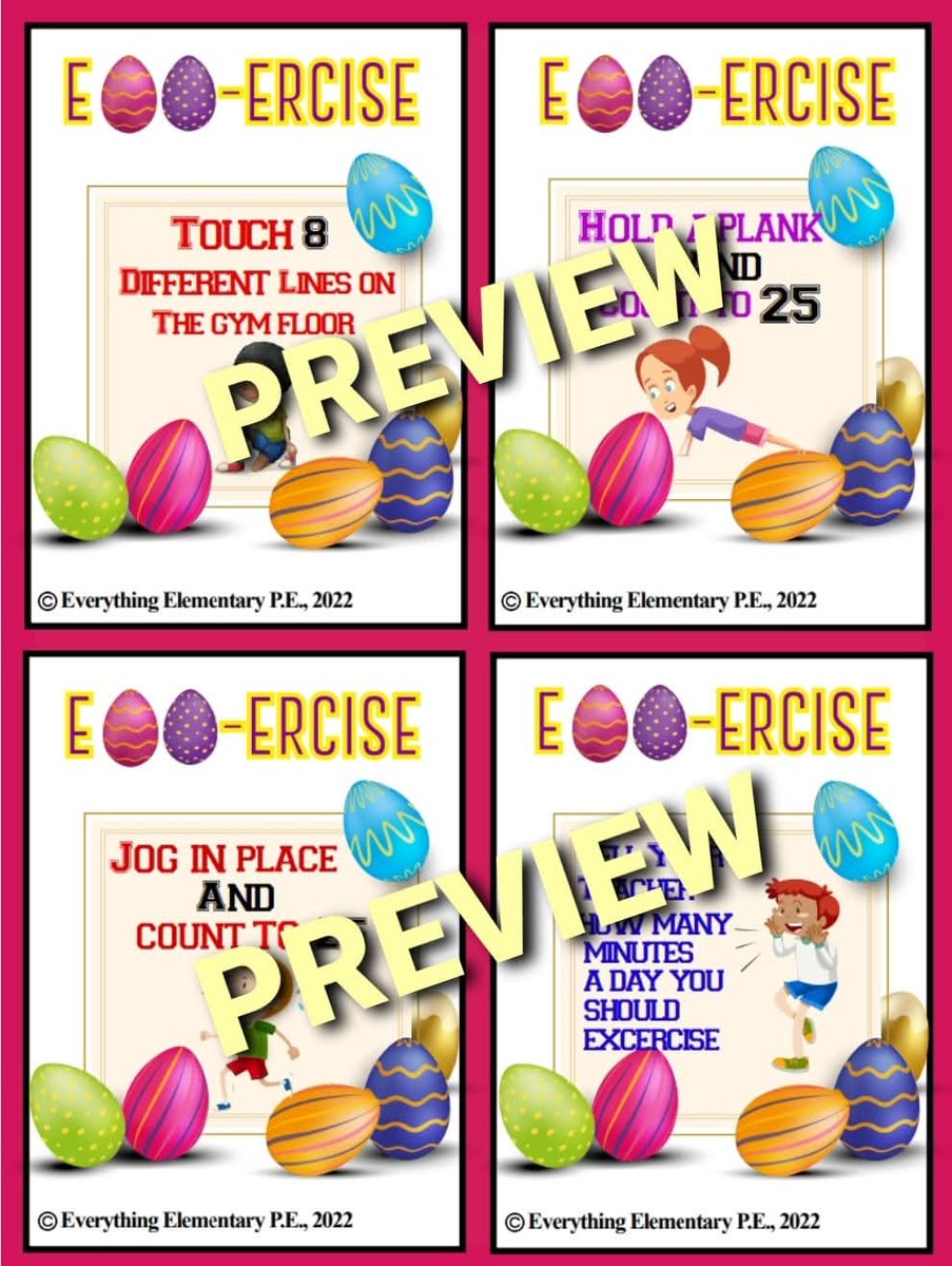 Both are now available below!!! No prep needed!! Just print and use the next day!!!lol #physed

E🥚🥚-ERCISE HUNT!! 🐣 

 E🥚🥚-ERCISE!! 🐣🐰🐣 

teacherspayteachers.com/Product/Egg-er…

teacherspayteachers.com/Product/Egg-er…  🌼🌻🌷💐