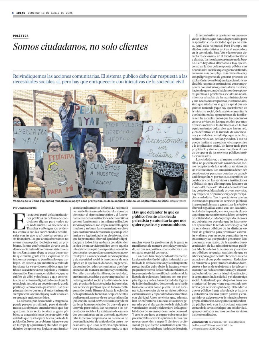 Josep M. Pep Vilalta (@josepmvilalta) on Twitter photo 'Somos ciudadanos, no sólo clientes'. Excel·lent article de <a href="/subirats9/">joan subirats</a> <a href="/el_pais/">EL PAÍS</a> <a href="/ismaelpalacin/">Ismael Palacín</a> <a href="/jlmarti2075/">José Luis Martí</a> <a href="/ricardgoma/">ricard gomà</a> <a href="/SheilaGonzlez6/">Sheila González Motos</a> <a href="/XavierGodas/">Xavier Godàs</a> <a href="/AlexHinojo/">Àlex Hinojo</a> <a href="/daniInnerarity/">Daniel Innerarity @daniel-innerarity.blsky.social</a> <a href="/CarlesRamio/">Carles Ramió</a> <a href="/raymerichp/">Ramon Aymerich</a> <a href="/angcastineira/">Àngel Castiñeira</a> <a href="/JosepML/">Josep Maria Lozano</a> <a href="/JosepMGarrell/">Josep M. Garrell</a> <a href="/AntoniGarrell/">Antoni Garrell Guiu</a> 'Somos ciudadanos, no sólo clientes'. Excel·lent article de <a href="/subirats9/">joan subirats</a> <a href="/el_pais/">EL PAÍS</a> <a href="/ismaelpalacin/">Ismael Palacín</a> <a href="/jlmarti2075/">José Luis Martí</a> <a href="/ricardgoma/">ricard gomà</a> <a href="/SheilaGonzlez6/">Sheila González Motos</a> <a href="/XavierGodas/">Xavier Godàs</a> <a href="/AlexHinojo/">Àlex Hinojo</a> <a href="/daniInnerarity/">Daniel Innerarity @daniel-innerarity.blsky.social</a> <a href="/CarlesRamio/">Carles Ramió</a> <a href="/raymerichp/">Ramon Aymerich</a> <a href="/angcastineira/">Àngel Castiñeira</a> <a href="/JosepML/">Josep Maria Lozano</a> <a href="/JosepMGarrell/">Josep M. Garrell</a> <a href="/AntoniGarrell/">Antoni Garrell Guiu</a>