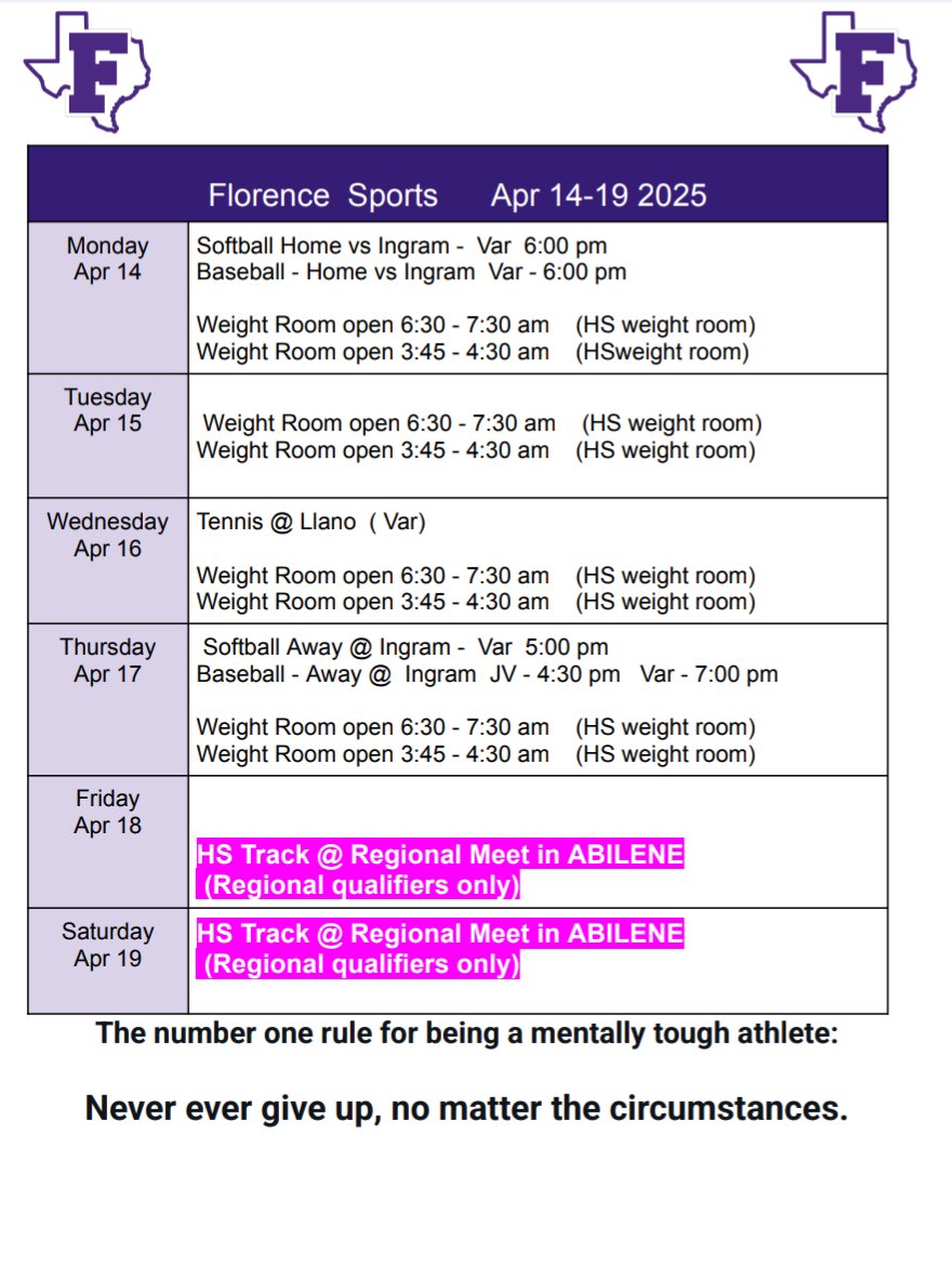 Buff Sports April 14-19