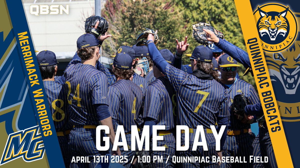 BASE: It's BOBCAT GAMEDAY in Hamden as
<a href="/TheQBaseball/">Quinnipiac Baseball</a> are looking to close out the weekend series with a win against the Merrimack Warriors.   

⏰: 1:00 p.m. 
📍: Quinnipiac Baseball Field
 🆚<a href="/MerrimackBSB/">Merrimack Baseball</a> 
🎙️: <a href="/JNolan00/">James Nolan</a> &amp; <a href="/CaloCarlos13/">Carlos Calo</a> 

#MAACBaseball