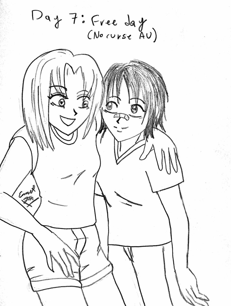 EmmikFan's tweet photo. 💜 ChosoYuki Week 💛
Day 7: Free day / No curse AU 👧🏼👦🏻
Yuki and Choso are the same age, but Yuki reached adolescence first and grew up faster than Choso.

#chosoyuki #chosoyukiweek https://t.co/uaiSPdtq4G