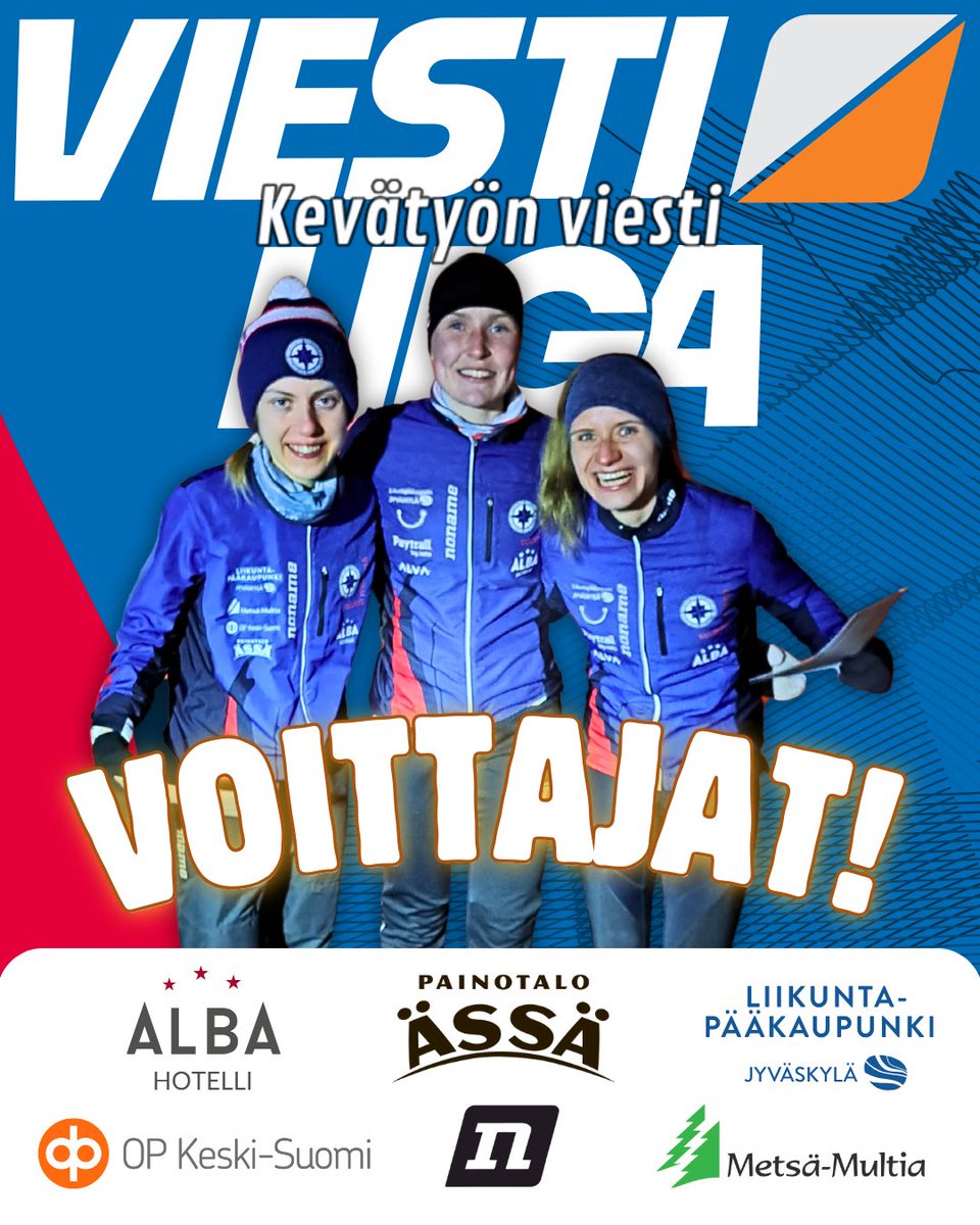 SuuntaJyvaskyla's tweet photo. Kausi käyntiin huikeasti, kun naiset suunnistivat Kevätyön viestin voittoon! Pitkään on oltu lähellä ja nyt tuli napakymppi🎯 Myös miesten ykkönen hienosti 17:sta💪

#liikuntapääkaupunki #suunnistus #viestiliiga https://t.co/9CzCa7XMK5