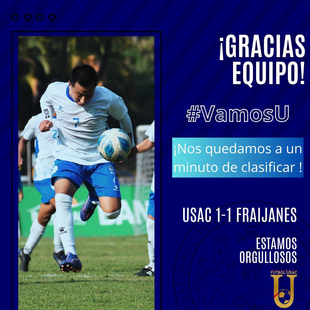 🔵 ¡Gracias equipo! 🔥 Estuvimos a un minuto de clasificar. No anotan después de un tiro libre dudoso y nos anulan un gol en el último segundo por supuesto fuera de lugar. Ni modo, así es el fútbol. ⚽️

#VamosU #103años Queda agradecer a la dirigencia, cuerpo técnico y jugadores