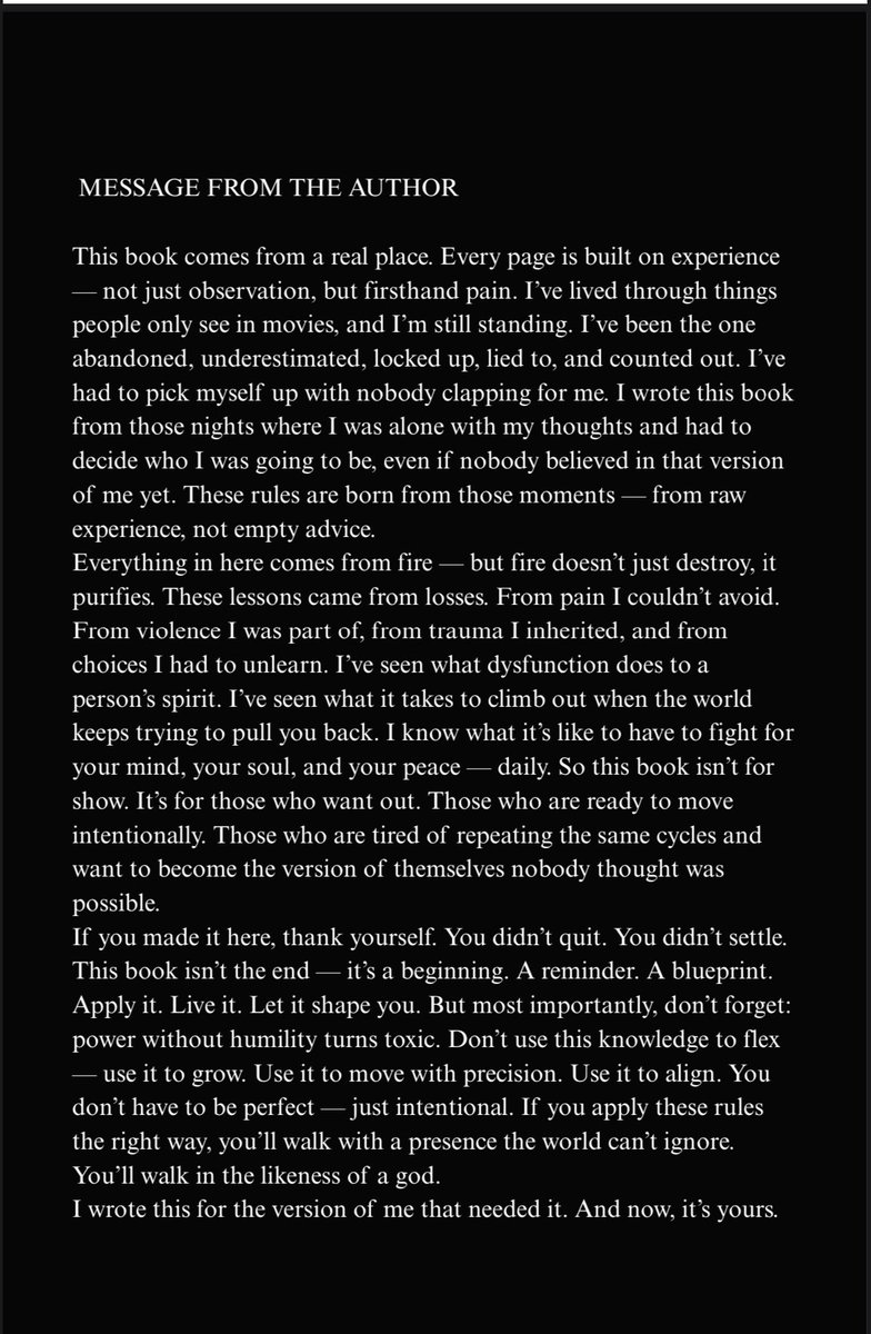 ShomarisArchive's tweet image. Nobody gave me a blueprint.
I had to figure out life through pain, silence, and pressure.
These 22 rules?
They're the codes I live by.
Nobody gave me a blueprint.
You can find yours here shomarisarchive.com
#motivation #mentalhealth #22Rules 
#ShomarisArchive
22RULES OF POWER
