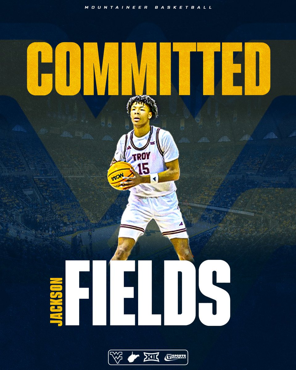 Troy transfer forward Jackson Fields has announced his commitment to the #WVU basketball program. #HailWV