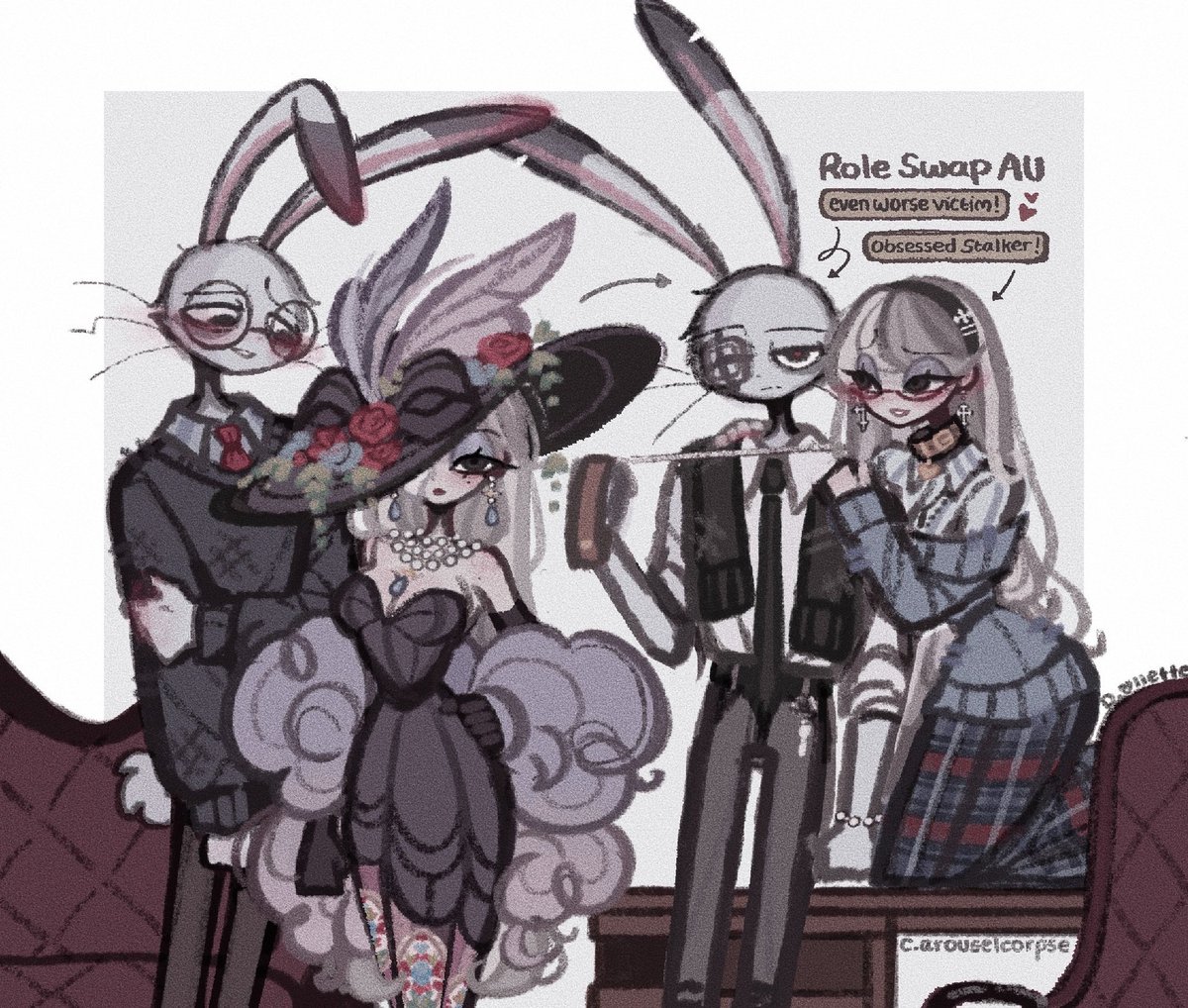 carouselcrpse's tweet photo. ( 🫀oc post ; whisper hollow 🩺🥼 )
several AUs of my ocs <3

#illustration #yaoi #yuri #yandere https://t.co/wDINVhAkXr