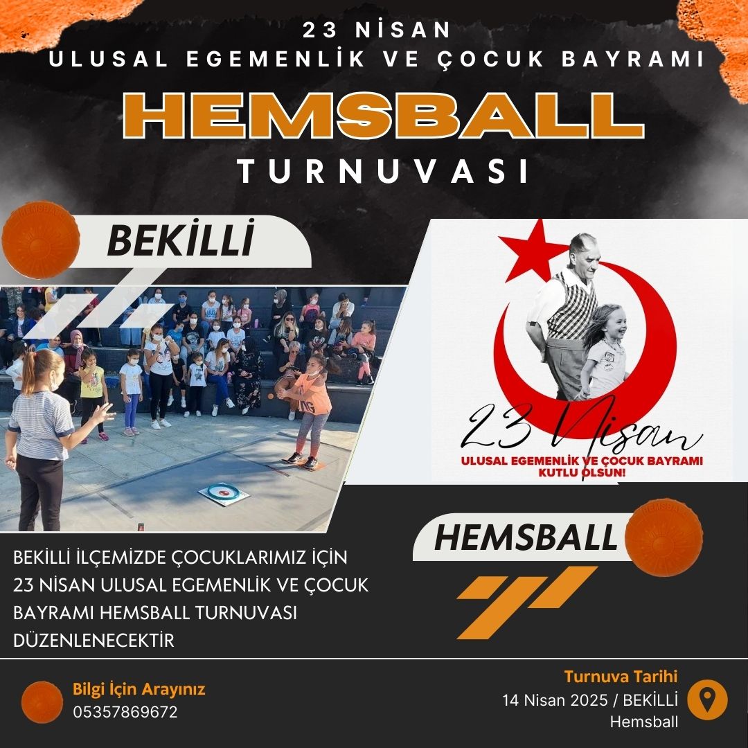 Bütün çocuklar gülsün diye Bekilli ilçemizde 14 Nisan 2025 tarihinde 23 Nisan Ulusal Egemenlik ve Çocuk Bayramı Hemsball Turnuvası düzenlenecektir. 

#hemsball #denizli #spor #23nisan #23nisanulusalegemenlikvecocukbayramı <a href="/Hemsball/">Hemsball</a> <a href="/tgosbfed/">Türkiye Gelişmekte Olan Spor Branşları Federasyonu</a> <a href="/gencliksporbak/">Gençlik ve Spor Bakanlığı 🇹🇷</a>