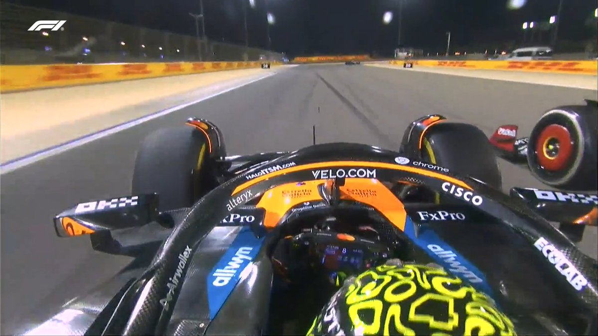 F1's tweet photo. LAP 52/57

Total commitment at Turn 4! 💪

Norris goes around the outside to snatch P3 away from Leclerc 

#F1 #BahrainGP https://t.co/iUUfQgan4F