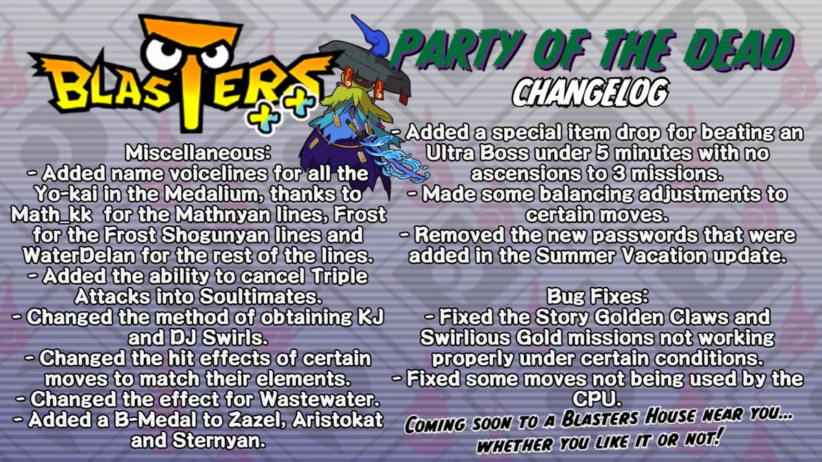 Blastersplusmod's tweet image. There are plenty of changes, treats and tricks coming in the next update! Check the images below to see the full changelog for the Party of the Dead update.