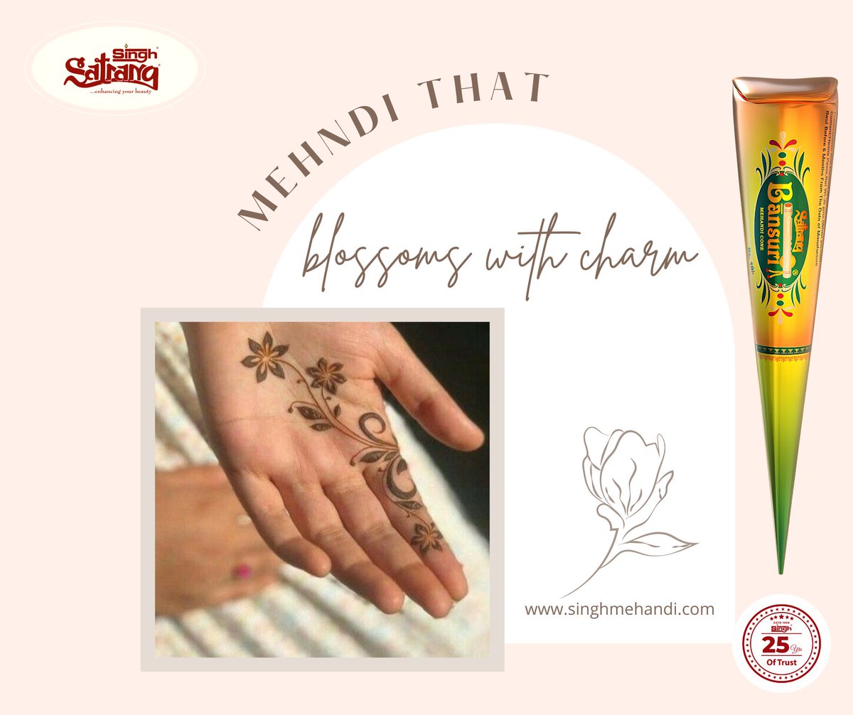 SatrangMehandi's tweet photo. Mehandi that blossoms with charm
#singhsatrangmehandi #bestmehandicone #singh #singhbansuri #singhmehandi #satrang #Singhdecorative #purehenna #henna #mehandi #brandedmehandicone #safestmehandicone #classymehandidesign #artist #art #purerajasthanihenna #uniquemehandidesign https://t.co/4Qnw2iEiQS