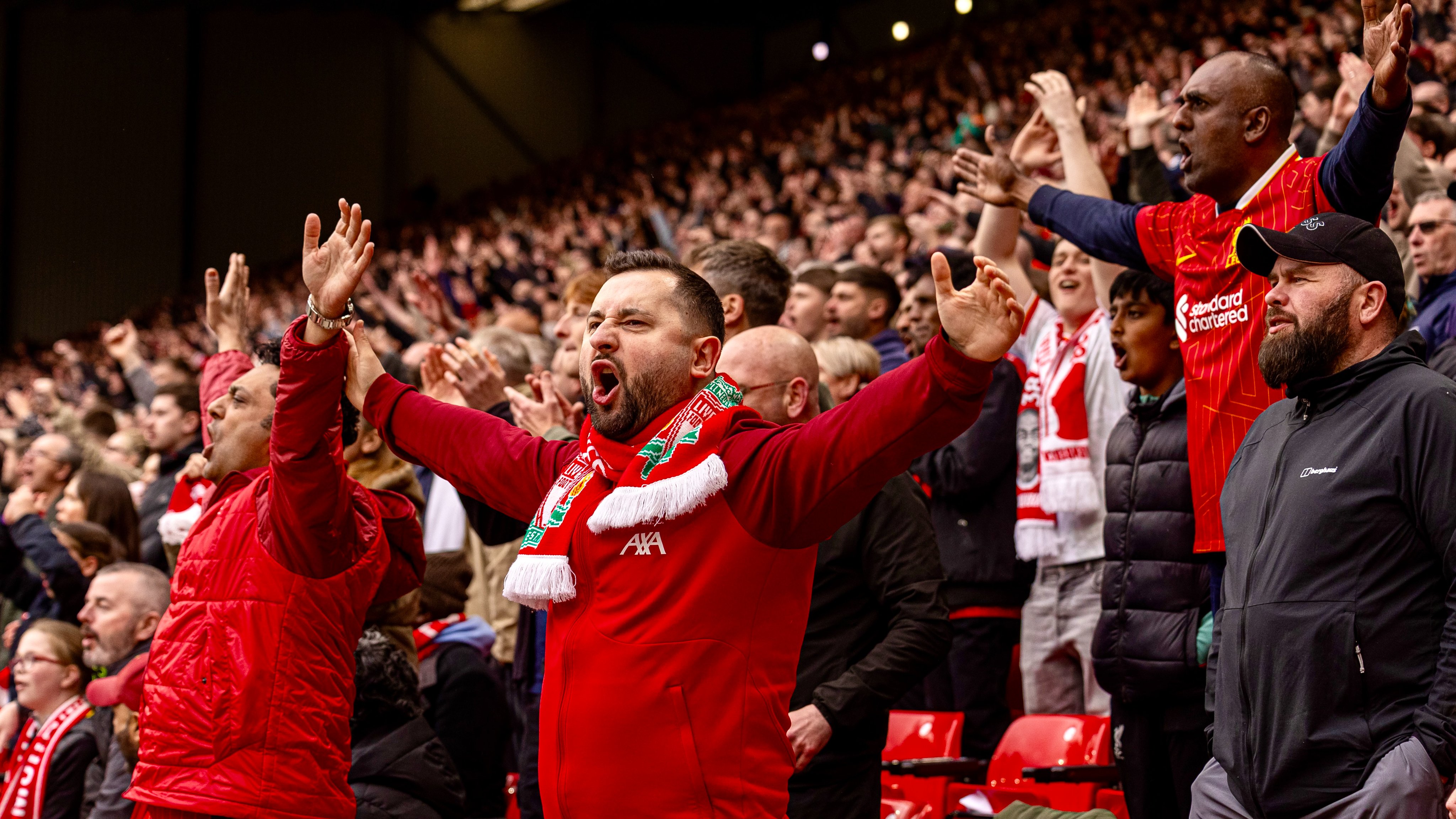 Anfield celebrates the win.