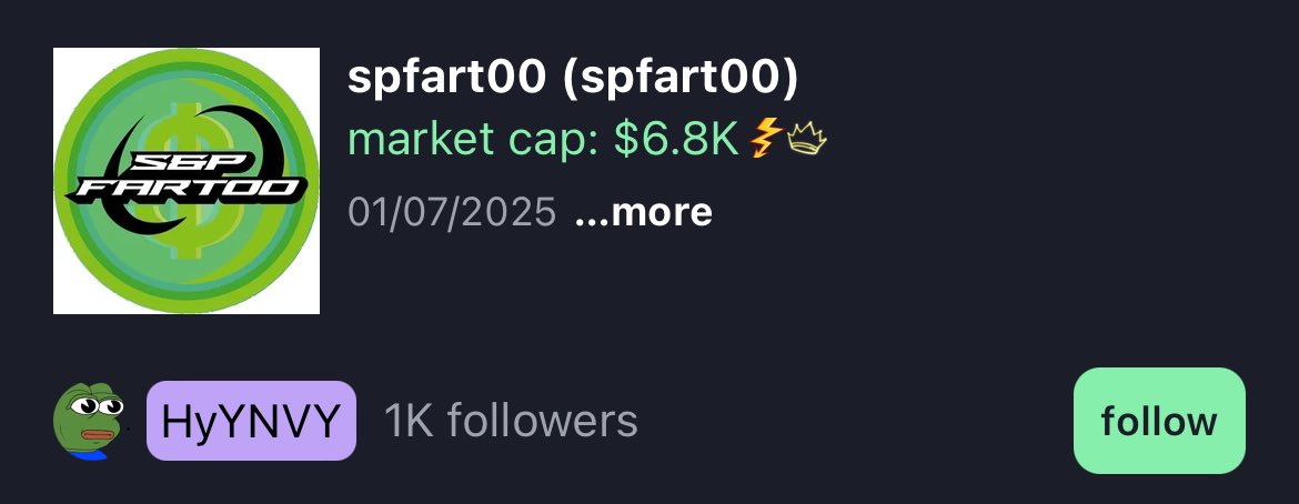 Introducing #SPFart00 CTO

#Spfart00 Was Made By The
 $Fartcoin Dev 
For Validation:
pump.fun/UatG5jTwYHvHLu…

CA: UatG5jTwYHvHLuPNj3rfJdJnCjgaCJoqLzyERS5pump