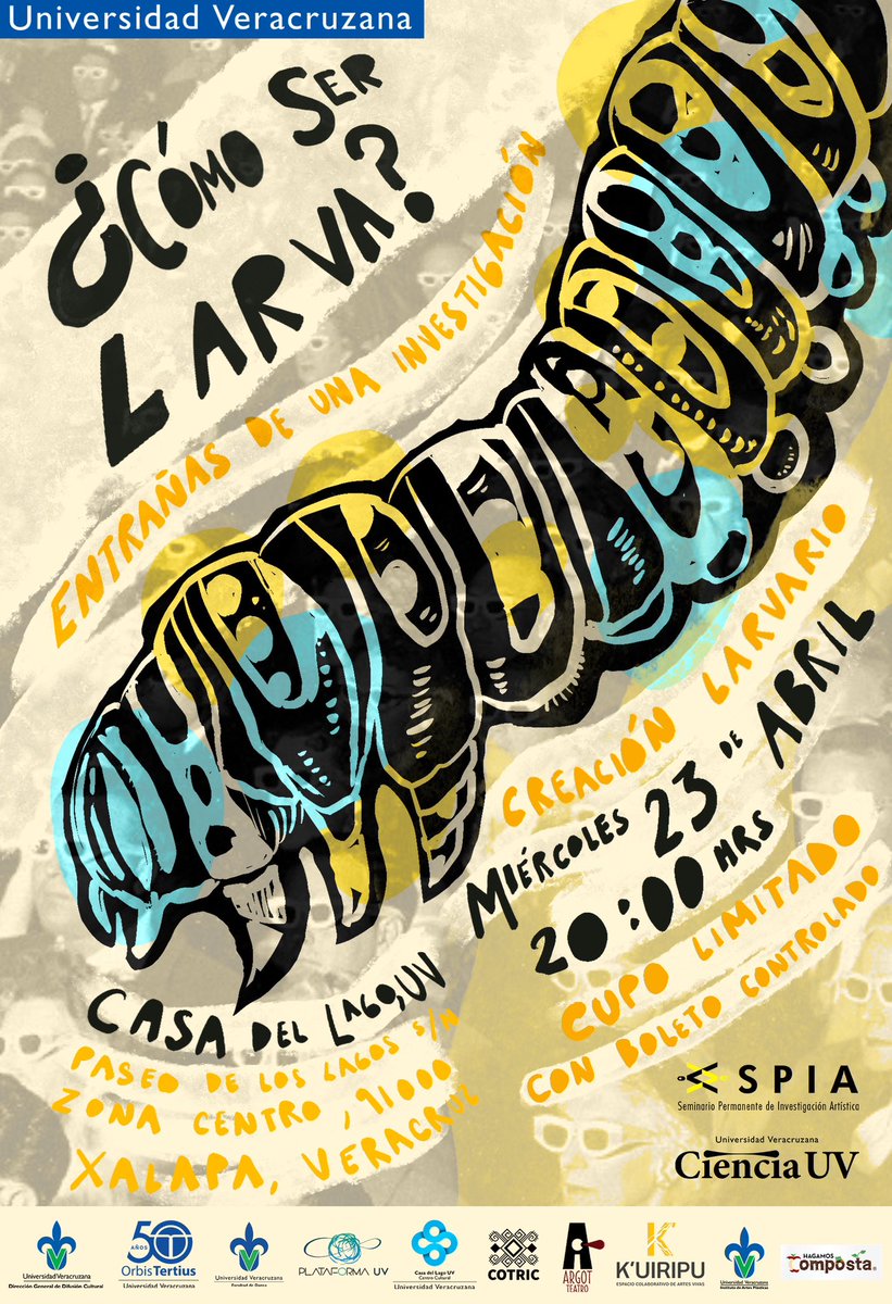 Señor Tropicool (@pacobosprior) on Twitter photo No todas las larvas queremos ser mariposas. Acompáñanos a descubrir cómo ser larva en esta investigación artística escenificada. Miércoles 23 de abril a las 8 pm en <a href="/CasadelLagoUV/">Casa del Lago UV</a> No todas las larvas queremos ser mariposas. Acompáñanos a descubrir cómo ser larva en esta investigación artística escenificada. Miércoles 23 de abril a las 8 pm en <a href="/CasadelLagoUV/">Casa del Lago UV</a>