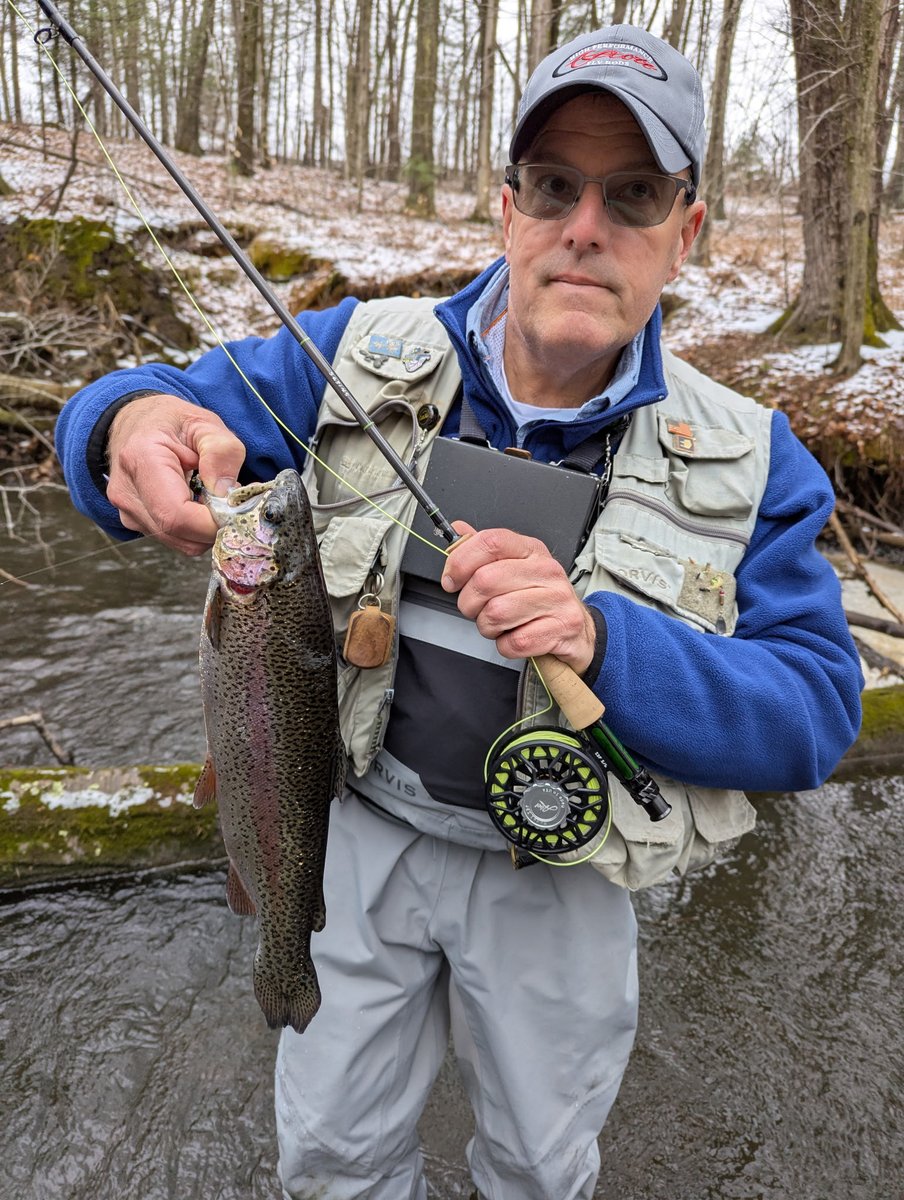 easternCTff's tweet image. Cool and snowy Opening Day in CT,  but that didn't stop my son &amp;amp; I from catching some trout for our traditional feast afterwards.