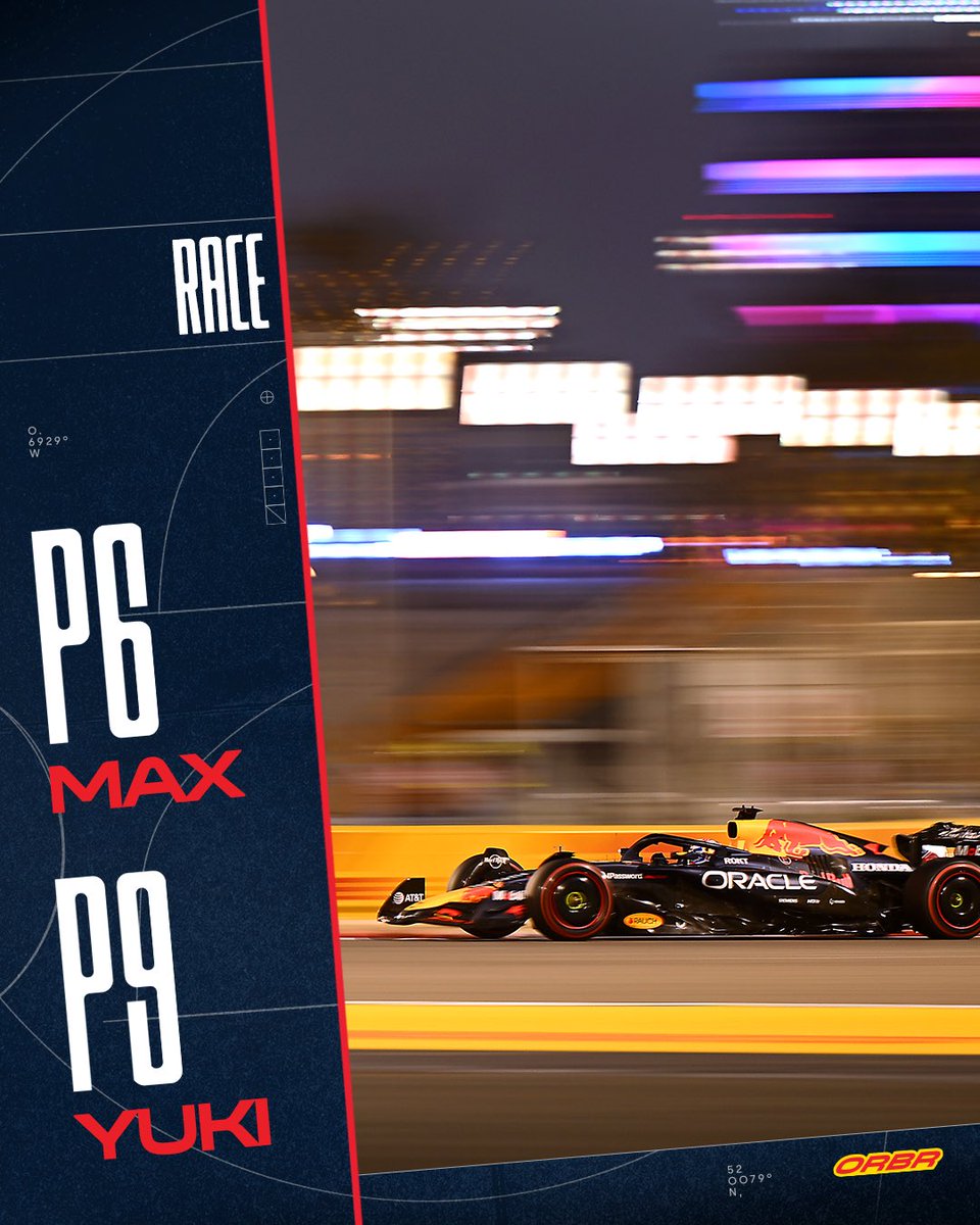 redbullracing's tweet photo. Today wasn’t fully our race… but we still brought home our first double points of the season ✌️💪

We’ll regroup, and come back swinging in Saudi 🇸🇦

Result 🏁: PIA, RUS, NOR, LEC, HAM, Max 🙌, GAS, OCO, Yuki 🫶, BEA

#F1 || #BahrainGP 🇧🇭 https://t.co/C8qHOXQfRb